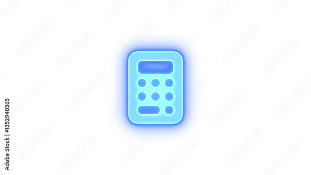 Calculator icon glowing neon on transparent background Calculator icon glowing neon on transparent background