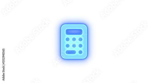 Calculator icon glowing neon on transparent background