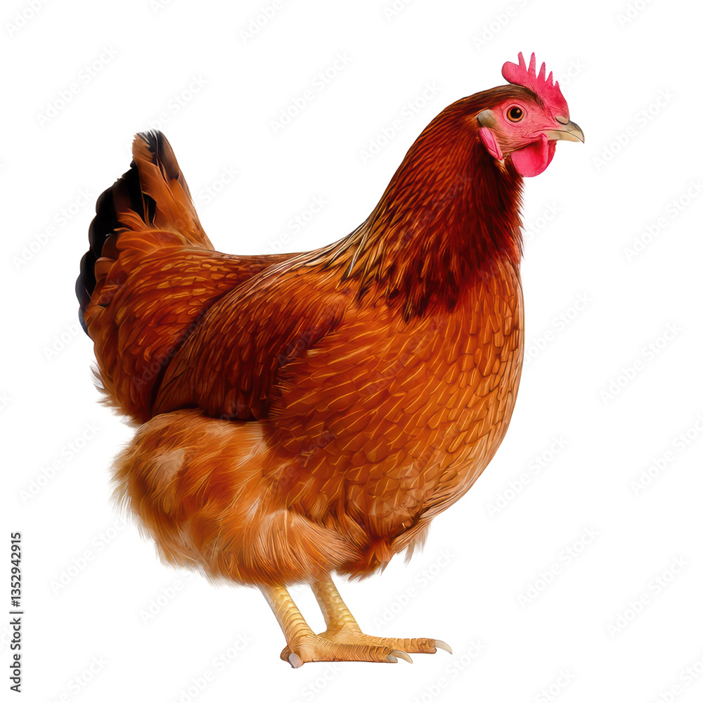 Fototapeta premium Brown Firefly Hen on transparent background