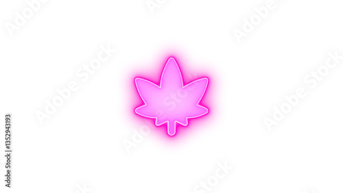 Cannabis icon glowing neon on transparent background