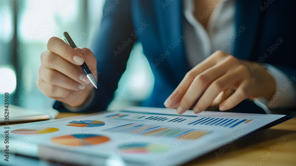 business executive presenting data sophisticated office space business executive presenting data sophisticated office space