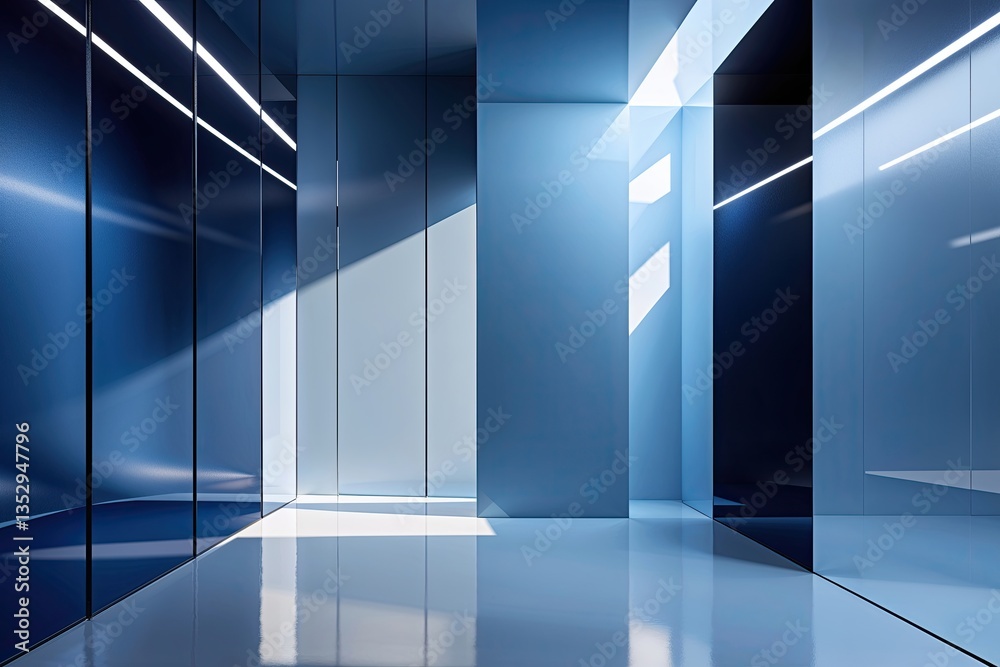 Fototapeta premium Bold Navy and Reflective Powder Blue Backdrop in Fresh 3D Design