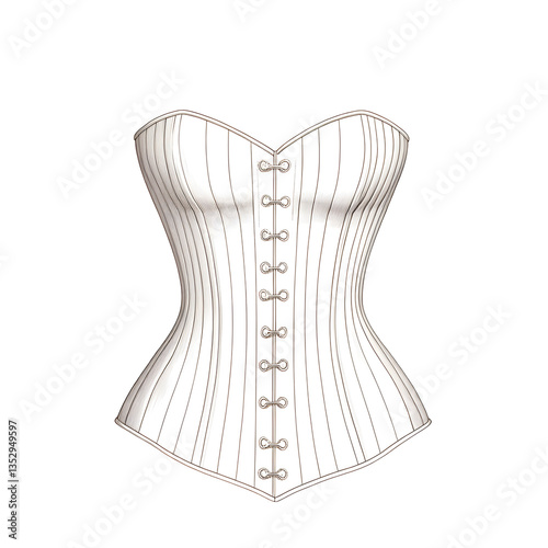 Vintage Corset Illustration. Detailed engraving showcasing classic fashion. Design features symmetrical lacing.