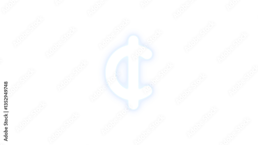 Cedi sign icon glowing neon on transparent background Cedi sign icon glowing neon on transparent background