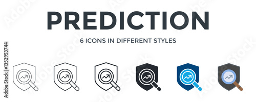 Prediction  Icon In Different Style Vector Illustration. Designed In Thin Line, Regular Line, Bold Line, Glyph, Color Fill, And Flat Style Can Be Used For Web