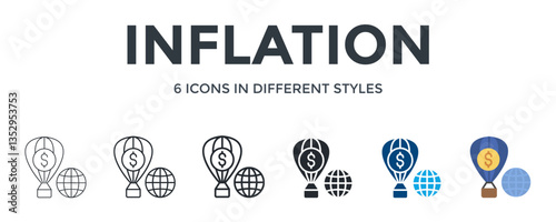 Inflation  Icon In Different Style Vector Illustration. Designed In Thin Line, Regular Line, Bold Line, Glyph, Color Fill, And Flat Style Can Be Used For Web