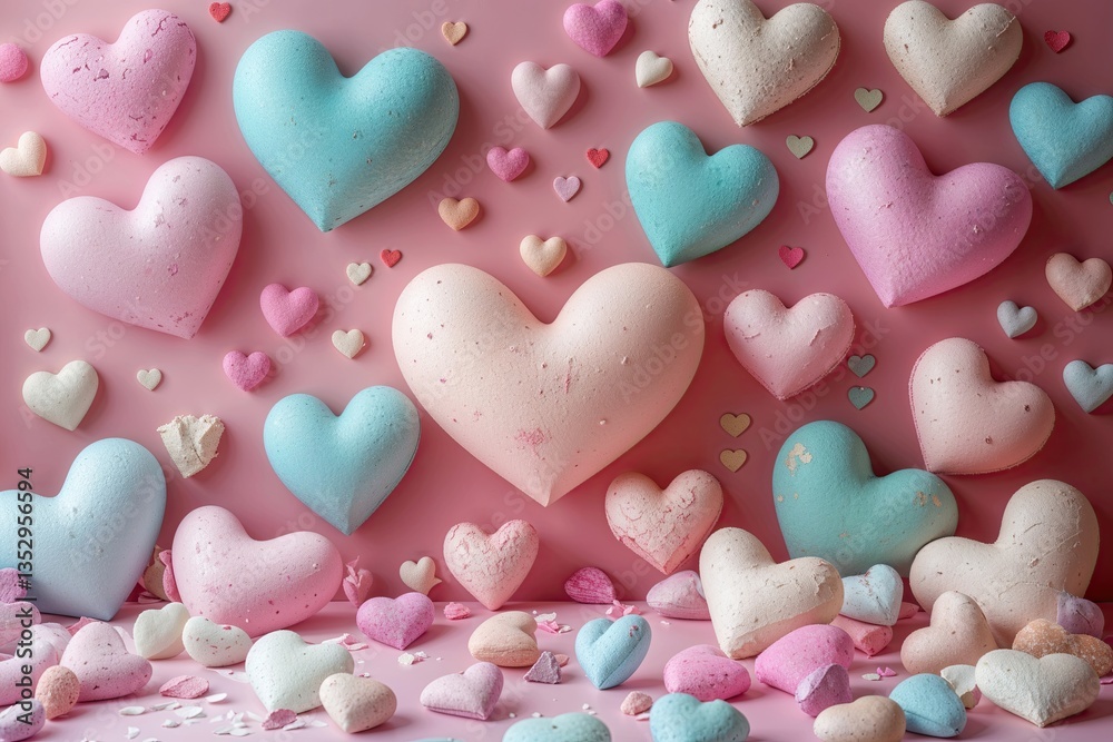 Fototapeta premium Dreamy Pastel Hearts Scenery for a Romantic Valentine Background