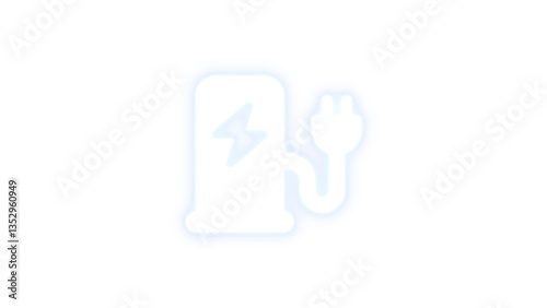 Charging station icon glowing neon on transparent background