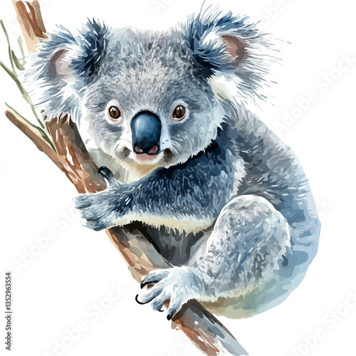 watercolor vector of Koala, isolated on a white background.