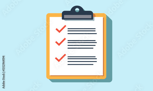 Online Employment Contract Checklist Vector Illustration with Clipboard Design