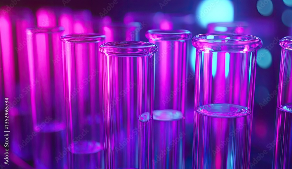 Colorful test tubes in a lab setting. Neon hues highlight scientific glassware Colorful test tubes in a lab setting. Neon hues highlight scientific glassware