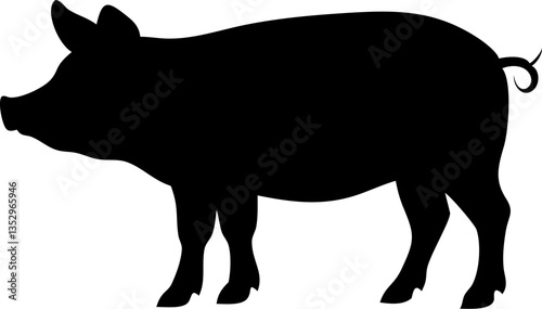Silhouette of a Pig: A striking silhouette of a pig in a side profile, set against an empty space.