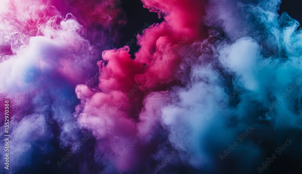 Naklejka premium Colorful smoke clouds on black background