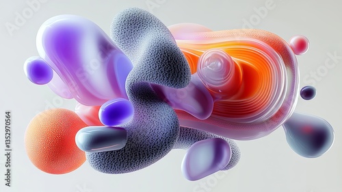 abstract shapes soft rounded forms 3d render fluid textures gradient colors smooth organic futuristic background