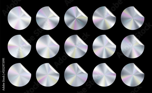 Original genuine holograph sticker assurance. Silver platinum label tape stamp. Limited edition metal gradient circle. Best quality certification empty holo icon. Round vector foil on black background