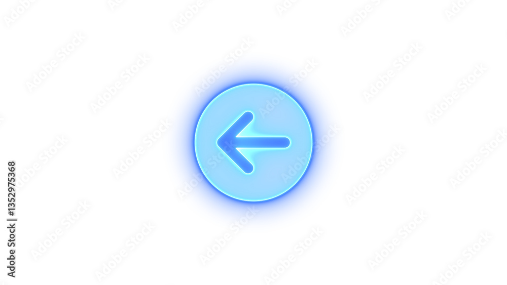 Circle arrow left icon glowing neon on transparent background Circle arrow left icon glowing neon on transparent background