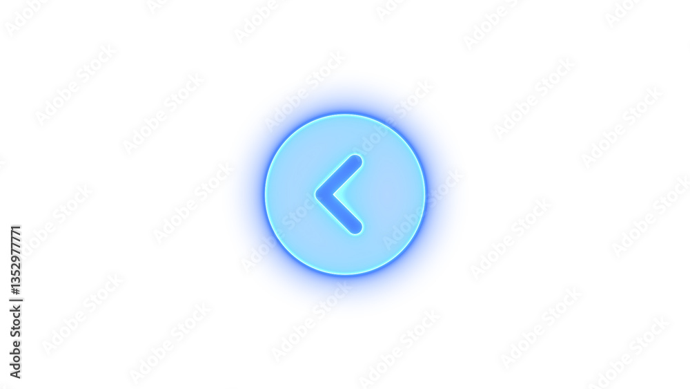 Circle chevron left icon glowing neon on transparent background Circle chevron left icon glowing neon on transparent background