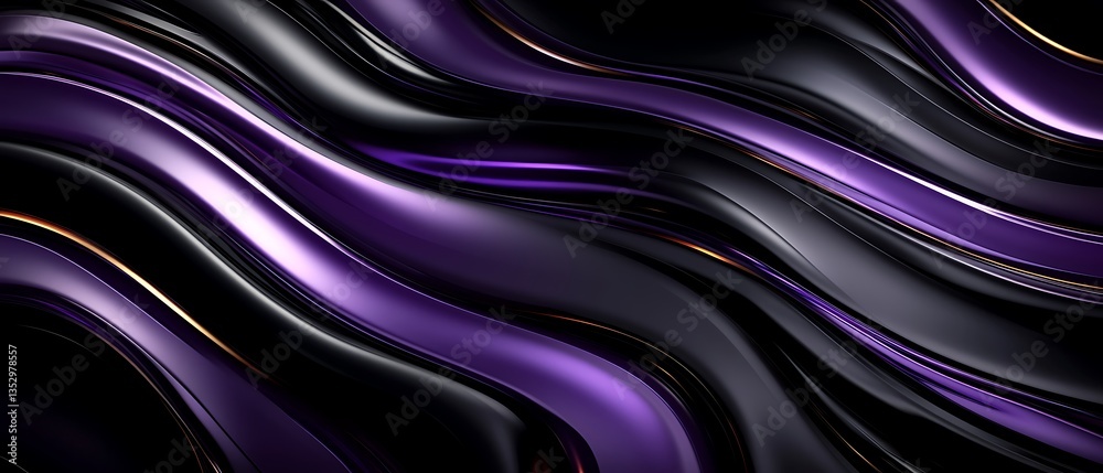 Obraz premium Abstract Purple and Black Flowing Design.