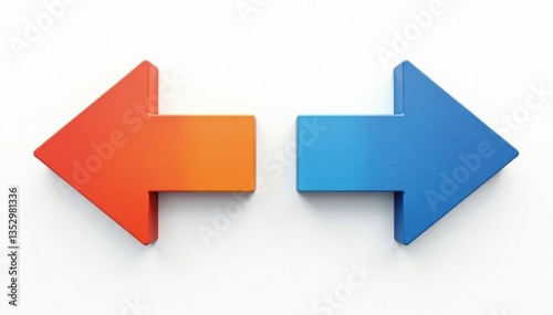 Arrows pointing in opposite directions on a white background, decision, separation