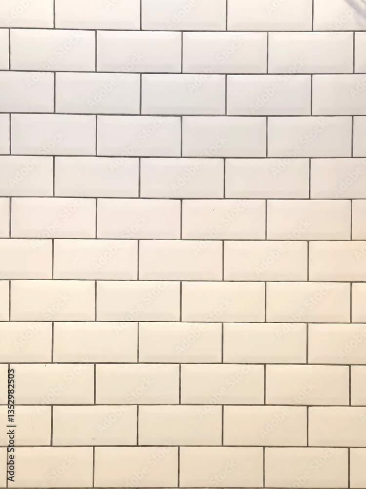 white tile ceramics of a bathroom wall. Building materials