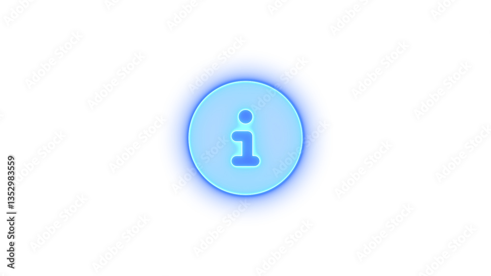 Circle info icon glowing neon on black background Circle info icon glowing neon on black background
