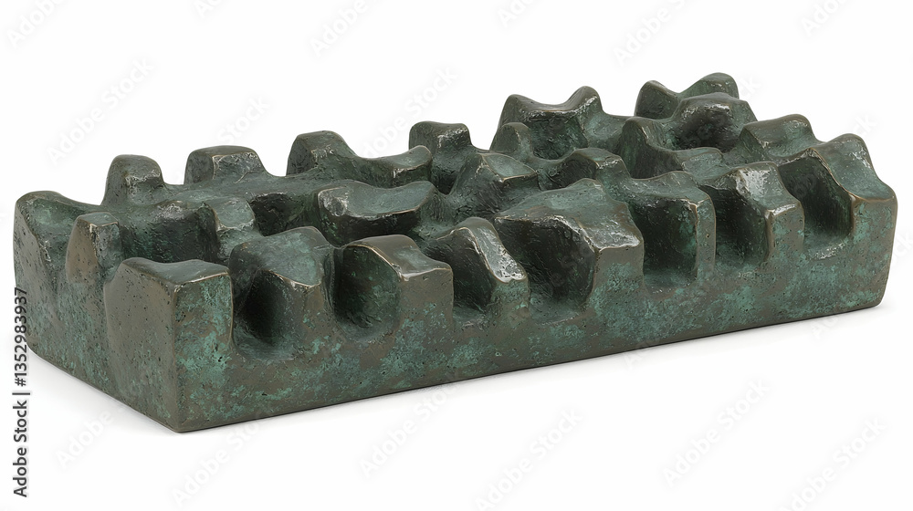 Abstract bronze sculpture, textured surface, studio shot, white background, art object Abstract bronze sculpture, textured surface, studio shot, white background, art object