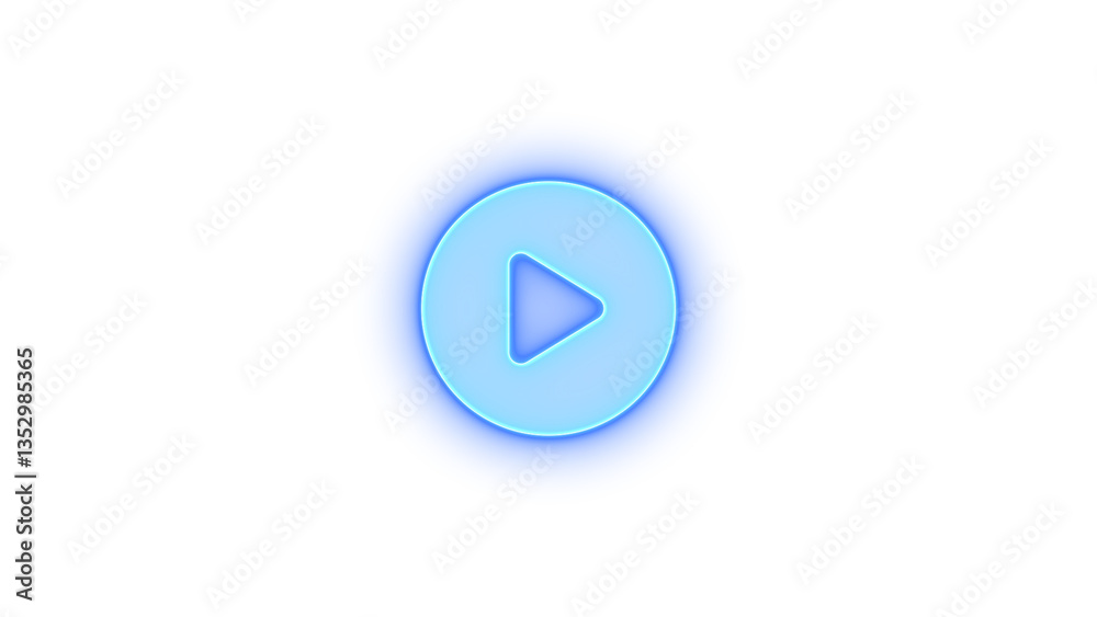Circle play icon glowing neon on transparent background Circle play icon glowing neon on transparent background