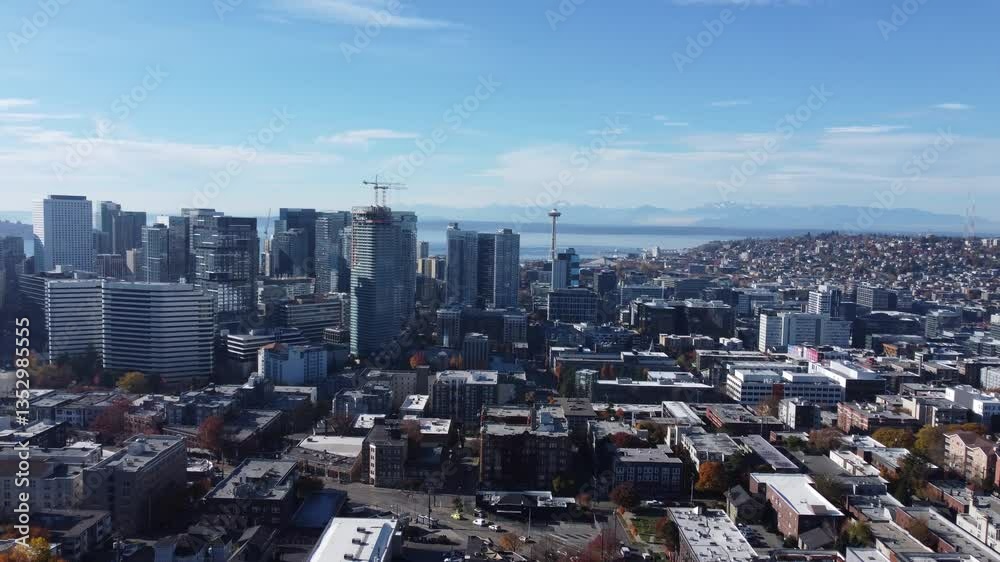 Aerial shot of downtown Seattle skyline Aerial shot of downtown Seattle skyline