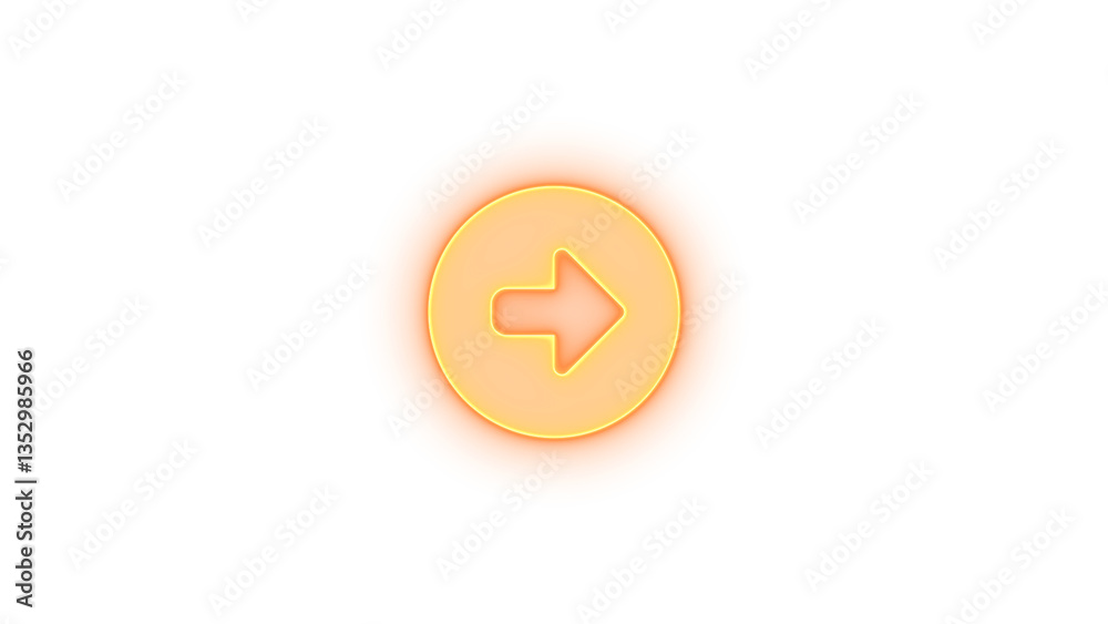 Circle right icon glowing neon on transparent background Circle right icon glowing neon on transparent background