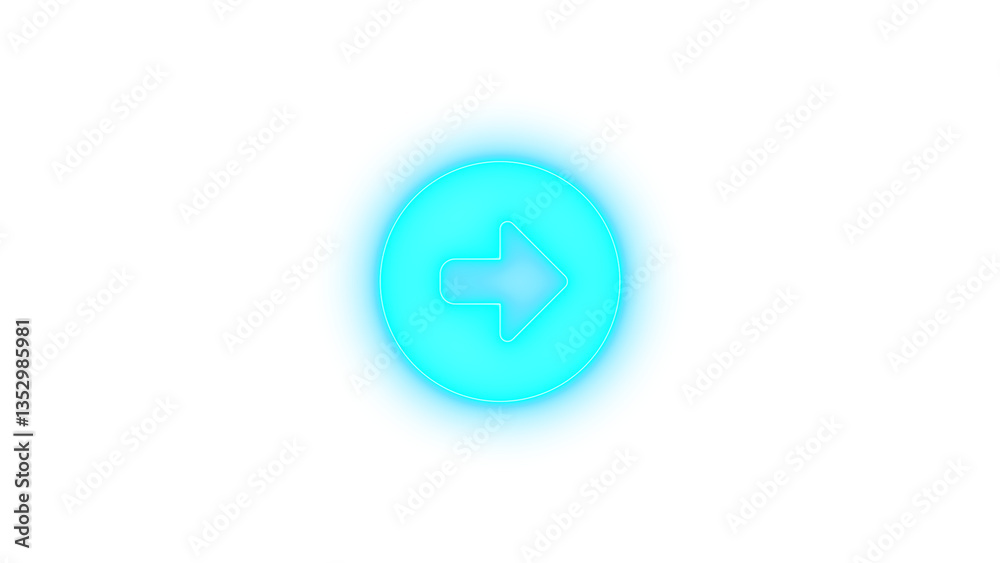 Circle right icon glowing neon on transparent background Circle right icon glowing neon on transparent background