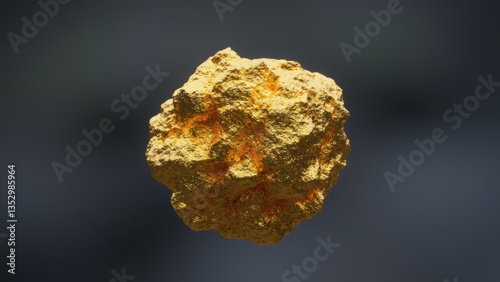 Raw gold nugget isolated on a dark gradient background, showcasing natural metallic texture and vibrant golden hues, representing wealth, luxury, mining, and precious metal investment