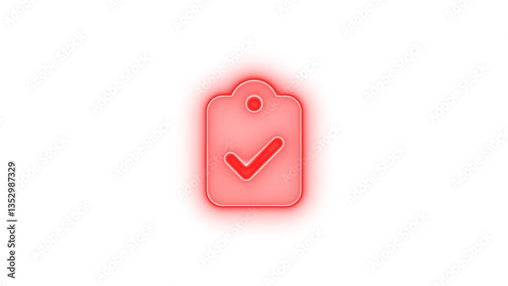 Clipboard check icon red color glowing neon on transparent background Clipboard check icon red color glowing neon on transparent background