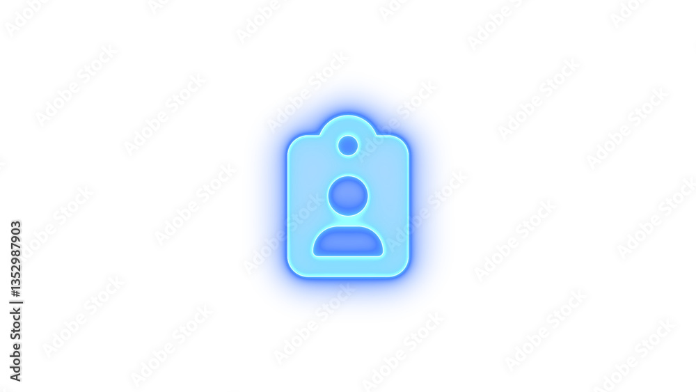 Clipboard user icon blue color glowing neon on transparent background Clipboard user icon blue color glowing neon on transparent background