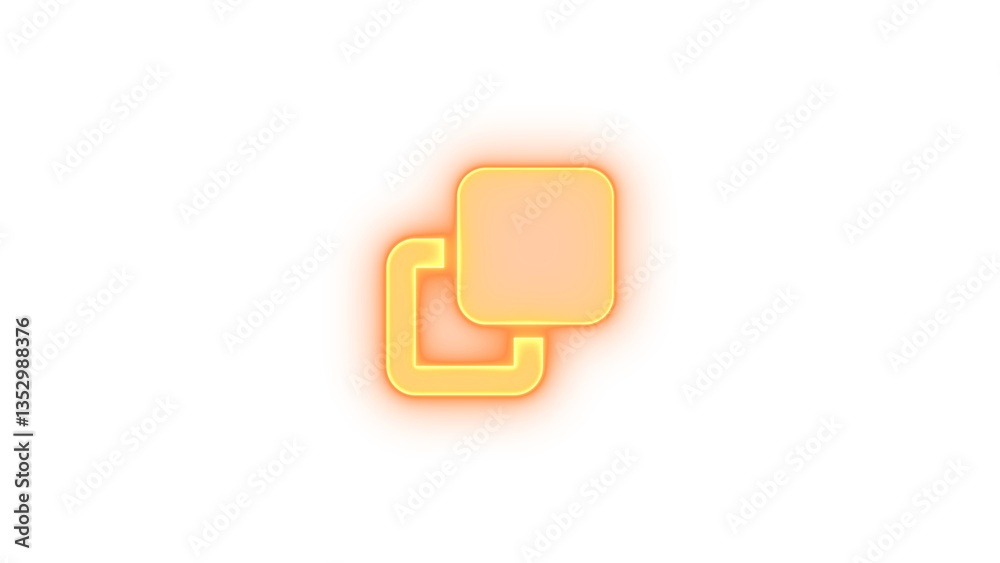 Clone icon brown color glowing neon on black background Clone icon brown color glowing neon on black background