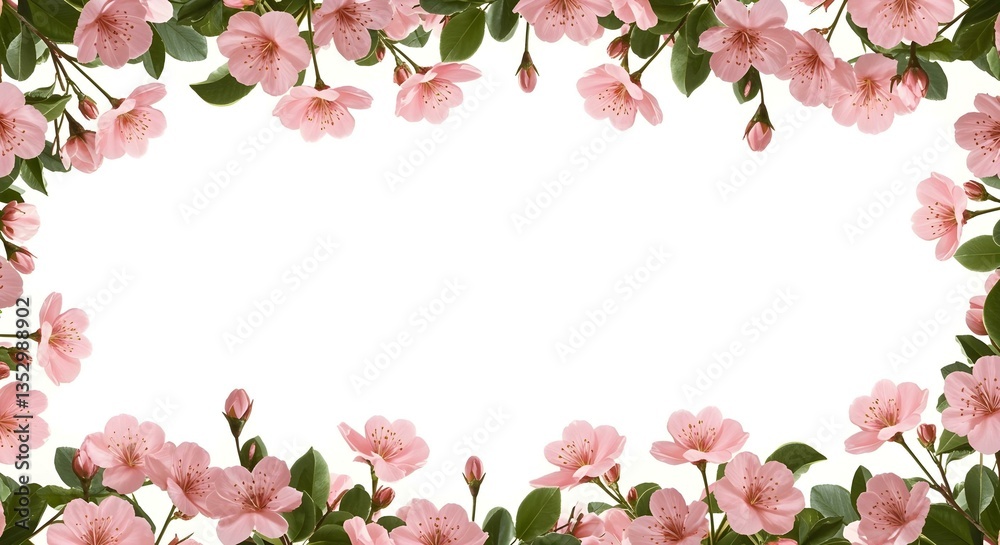 Obraz premium pink rose border, pink flowers border, spring season concept, ai generated