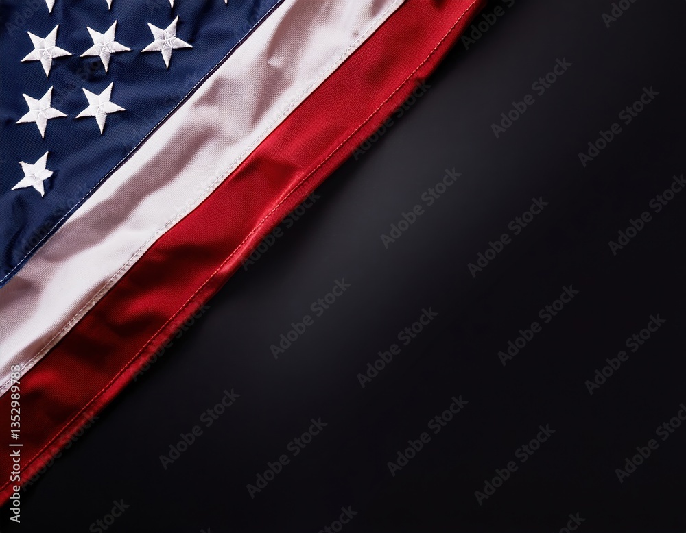 Fototapeta premium American flag against black background with stars and stripes
