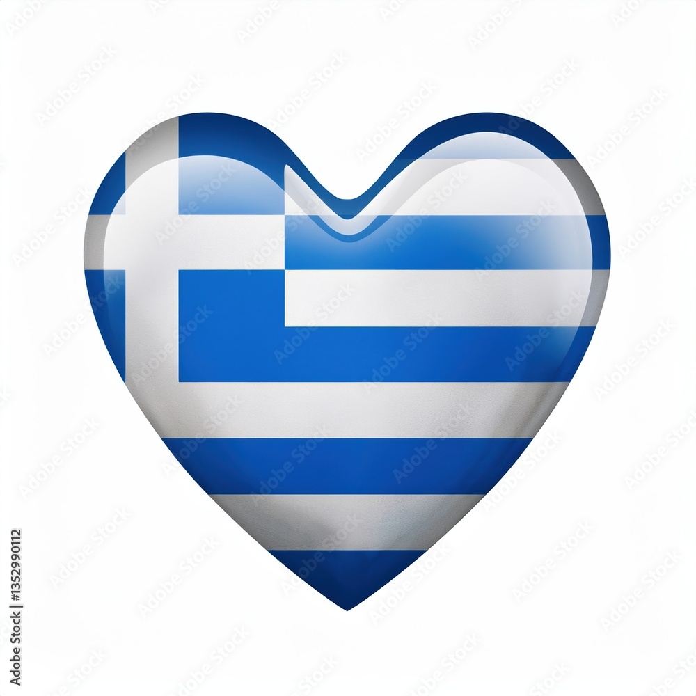 Heart-shaped greek flag emblem celebrating national pride and heritage Heart-shaped greek flag emblem celebrating national pride and heritage