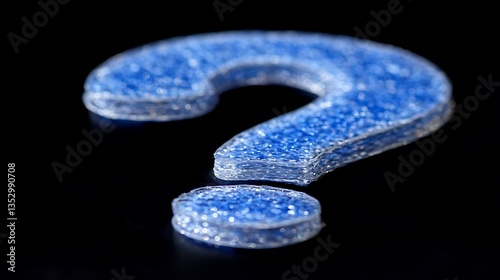 Wallpaper Mural A shimmering blue question mark resting on black background elegantly Torontodigital.ca