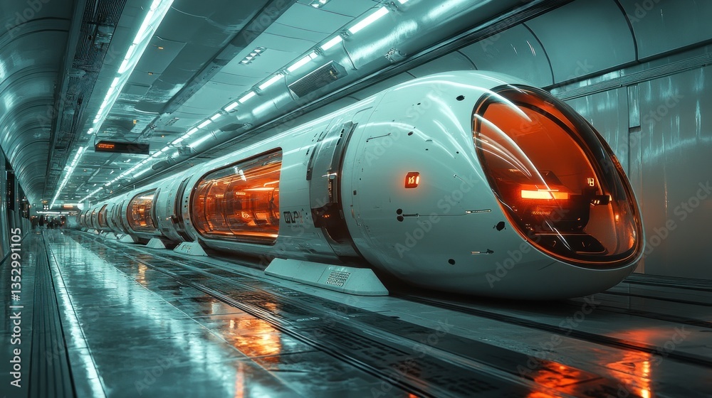 Fototapeta premium Futuristic Hyperloop Train Station: A Glimpse into Tomorrow's Transportation