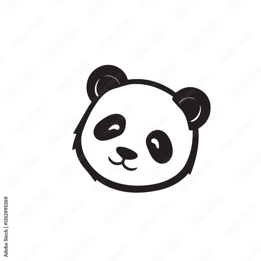 Panda head silhouette on white background. Panda logo design. Panda bear head vector illustration. Panda head silhouette on white background. Panda logo design. Panda bear head vector illustration.