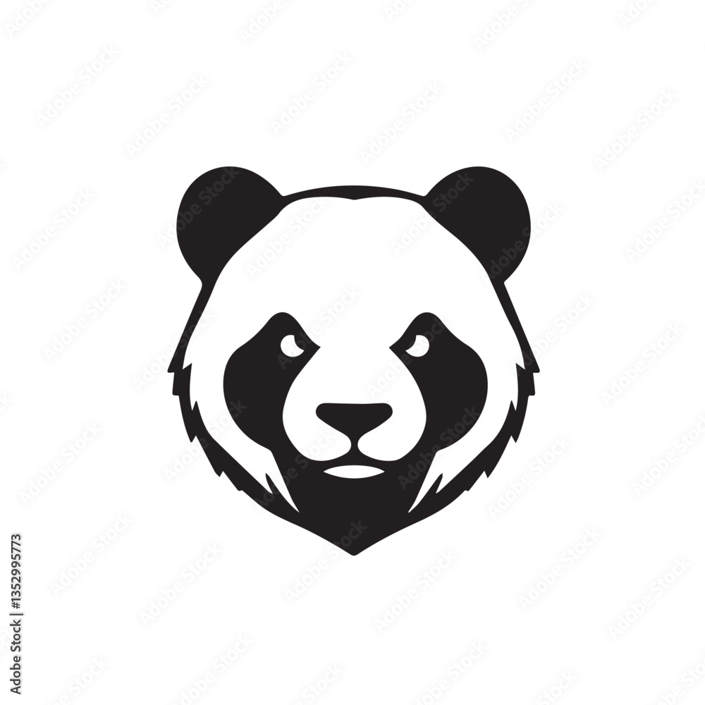 Panda head silhouette on white background. Panda logo design. Panda bear head vector illustration. Panda head silhouette on white background. Panda logo design. Panda bear head vector illustration.