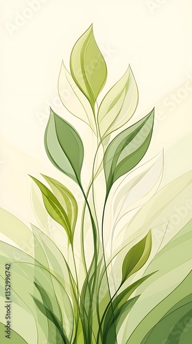 Green leaves with abstract art, and nature.
