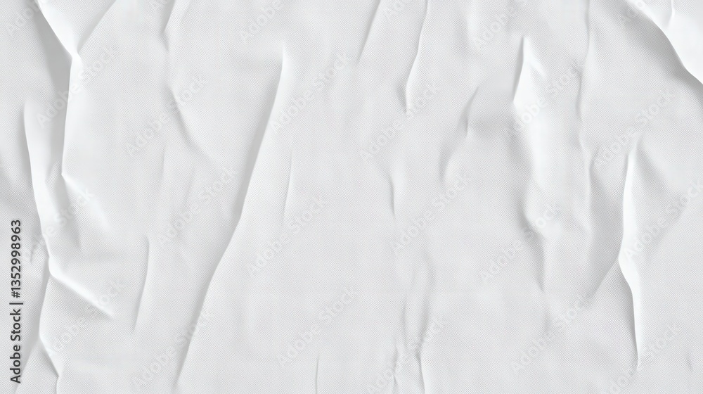 Obraz premium Crumpled white paper texture with subtle gray patterns, ideal for backgrounds or design elements.