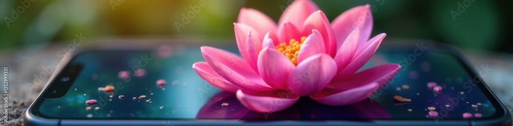 Delicate petals unfolding in vibrant hues on a smartphone screen, blooming flowers, rotating flowers Delicate petals unfolding in vibrant hues on a smartphone screen, blooming flowers, rotating flowers