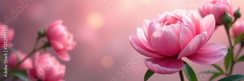 Delicate pink peony blooms create a romantic and ethereal atmosphere , elegant, garden, Peonies