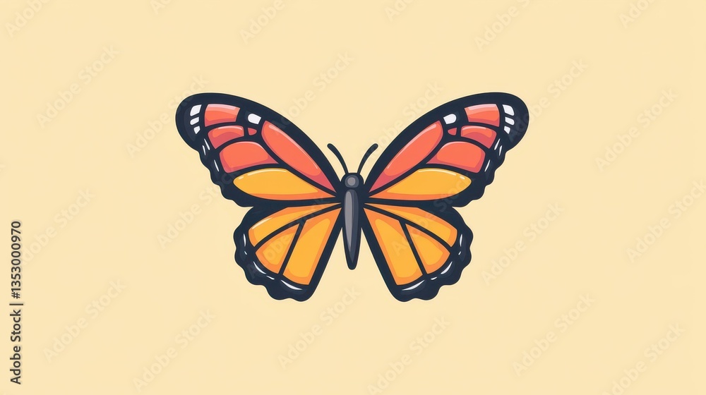 custom made wallpaper toronto digitalColorful D vector illustration of a cartoon butterfly, featuring playful textures and a modern flat design style.