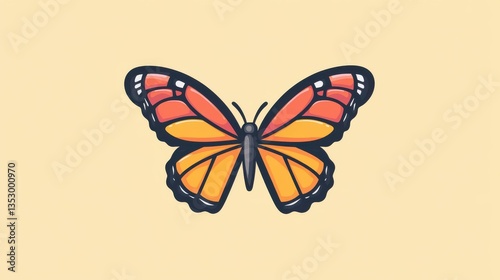 Wallpaper Mural Colorful D vector illustration of a cartoon butterfly, featuring playful textures and a modern flat design style. Torontodigital.ca