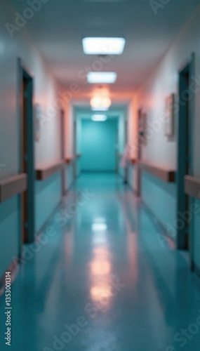 Described blurred corridor background in a hospital , images of healthcare facilities, interior design