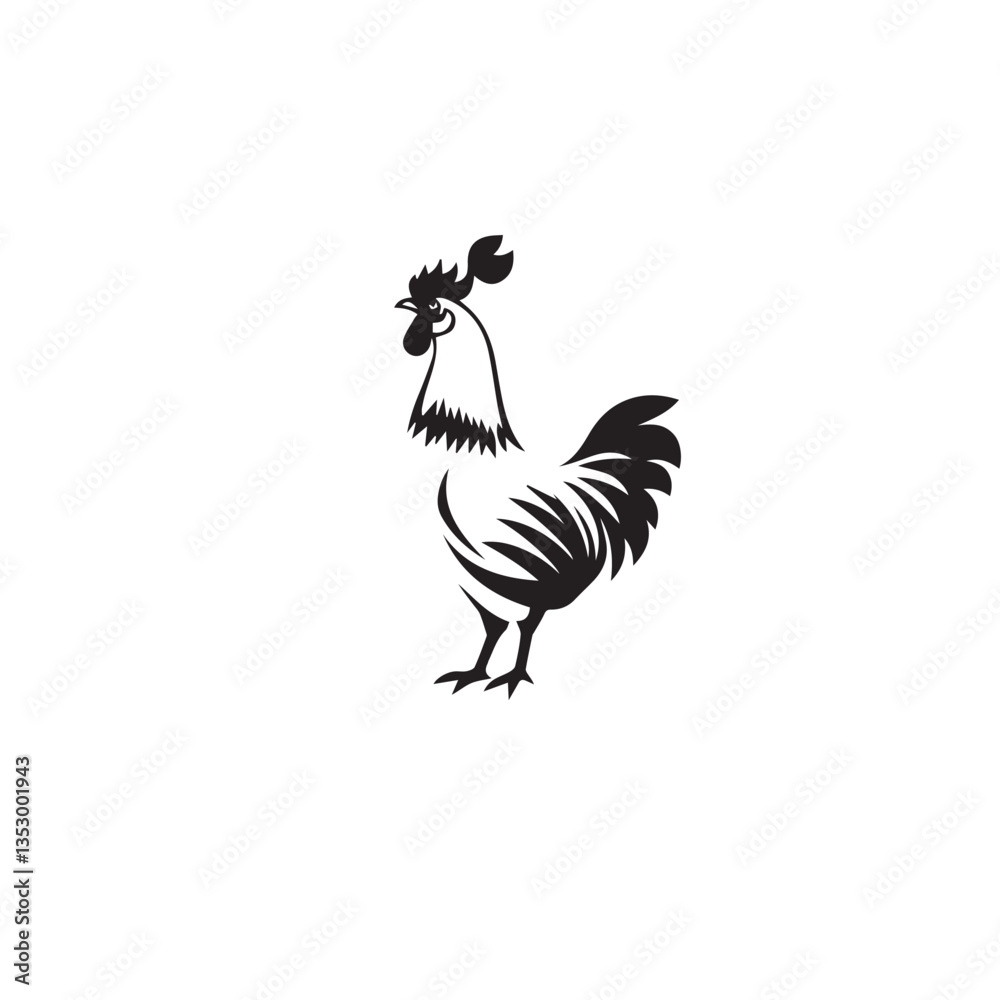 Fototapeta premium Chicken silhouette on white background. Chicken icon logo design. Vector illustration.