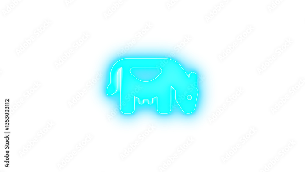 Cow icon cyan color glowing neon on transparent background Cow icon cyan color glowing neon on transparent background